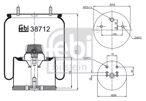 1x Bellow, air suspension