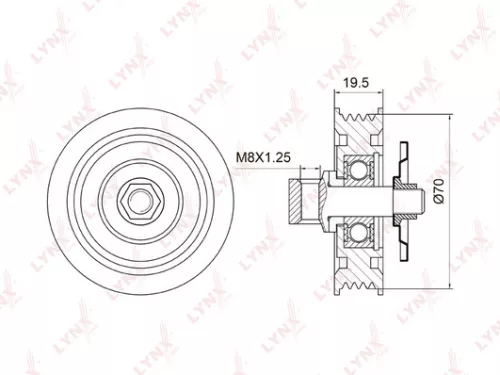 Tension pulley, poly v-belt